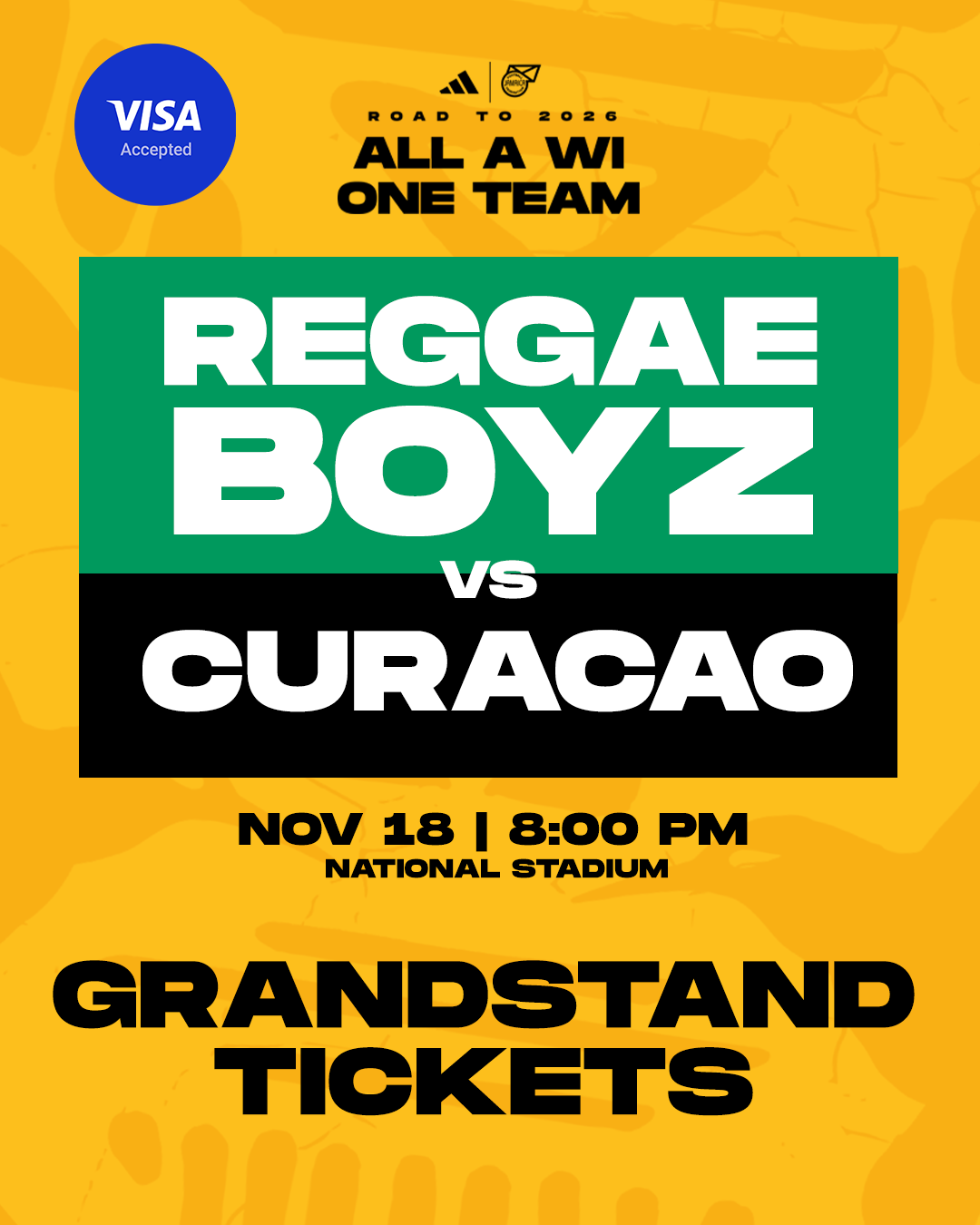 Jamaica vs Curacao WCQ (Grandstand) – Nov 18 @ 8PM